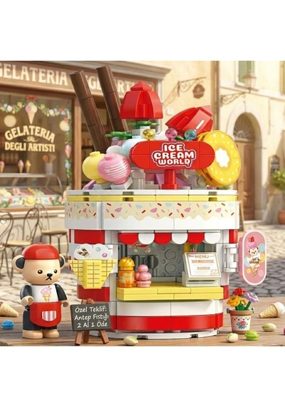 P881202 Panlos Teddy Dondurma Salonu 369 Parça Block Oyuncak