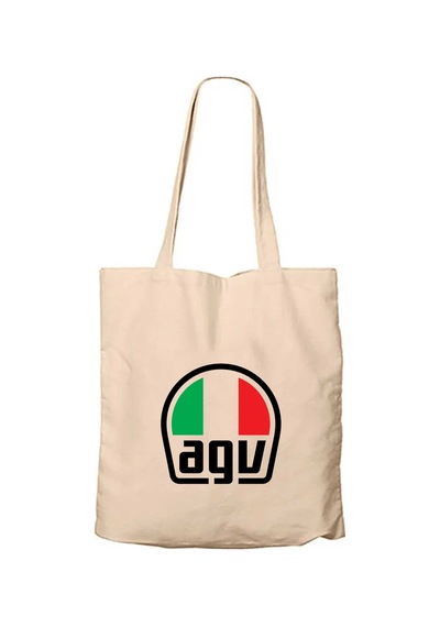 Agv Logo Krem Fermuarlı Bez Çanta Gabardin