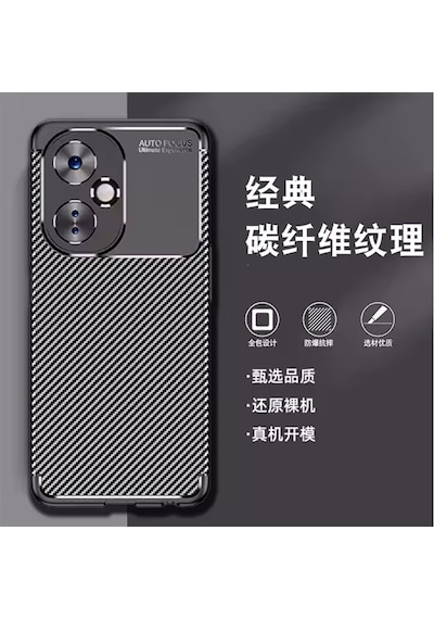 Honor 400 Kılıf Kamera Korumalı Çıkıntılı Karbon Desenli Silikon