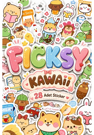 Kawaii Stili Sevimli Hayvanlar Sticker Seti - 28 Adet Etiket Çıkartma Diğer