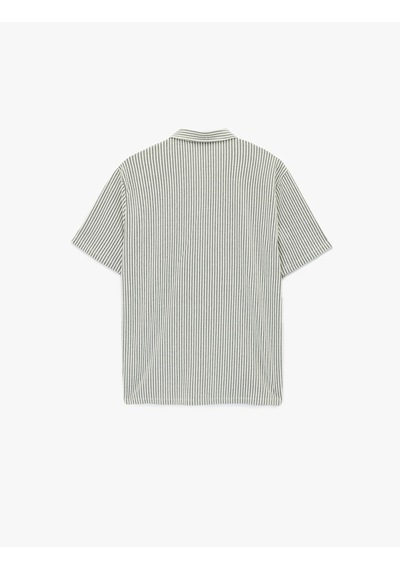 Koton Regular Fit Kısa Kollu Düğmeli Polo Yaka Tişört Gri Çizgili 6sam10072mk