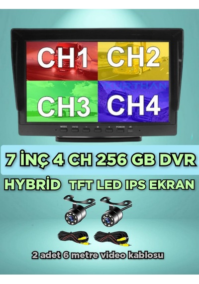 2 Adet Beyaz Ledli Kelebek Kamera Ve 7 İnç Dvr Monitör Seti