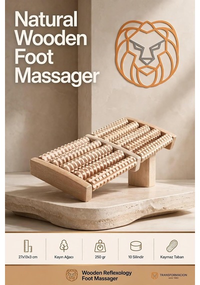 Ahşap Ayak Masaj Aleti Tırtıklı Silindir Makaralı Reflexology Masaj Masası 723780