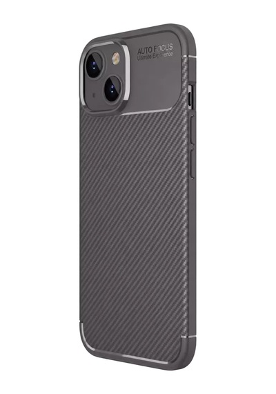 Newface Apple Uyumlu iPhone 15 Kılıf Auto Focus Karbon Kapak - Gri