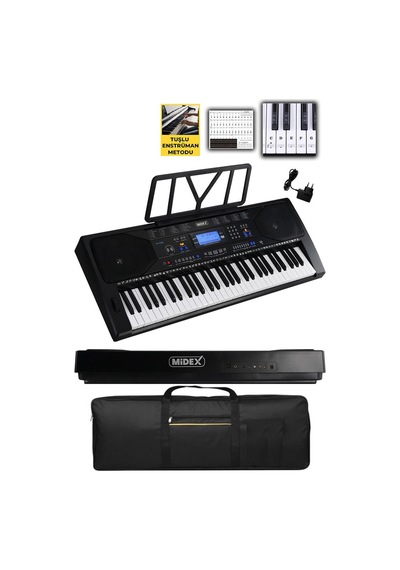 Midex Ps-4500 Tuş Hassasiyetli 61 Tuşlu Org Dijital Lcd Ekran Usb Mp3 Çanta Notalık Adaptör Dahil 300 Ses 300 Ritim