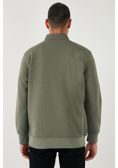 Buratti Pamuklu Regular Fit Yarım Fermuarlı Dik Yaka Erkek Sweat 59052592 Haki