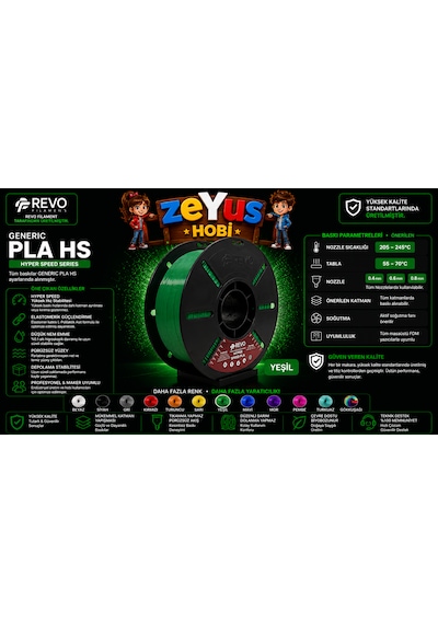 Generic Pla Hs Hyper Speed Filament Yeşil 1.75 Mm 1000 Gr Yeşil Filament