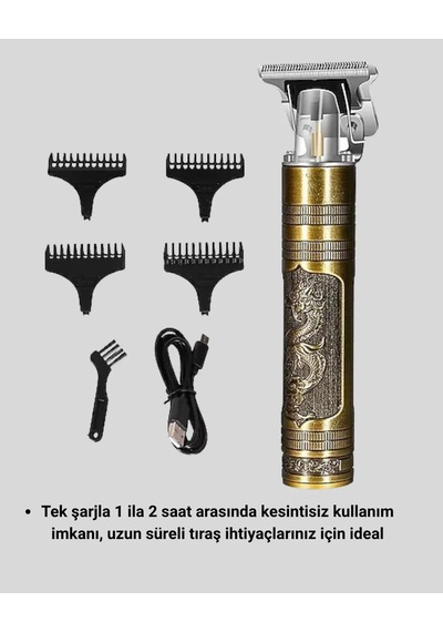 Ergonomik T Bıçaklı Saç Sakal Tıraş Makinesi 3 Başlıklı