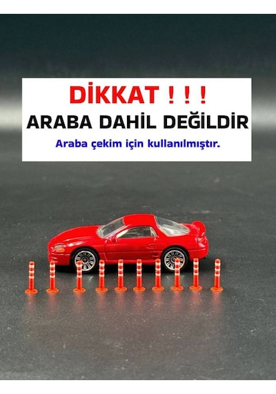 1:64 Ölçek Diaroma Trafik Garaj Aksesuarları Dubalar Turuncu & Beyaz 10 Adet