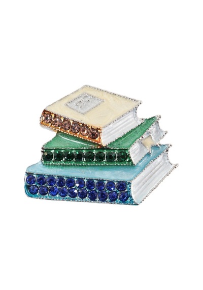 Bilgeliğin Ve Tutkunun Simgesi Kitap Broş Kristal Taşlı Erkek Kadın Broş Yaka İğnesi Kitaplı Çok renkli