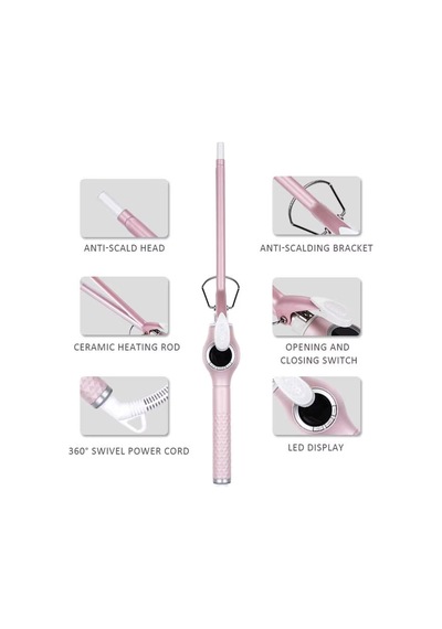 Curlylife Tb 1672 Afro Dalga İnce Uçlu Saç Şekillendirici Saç Maşası - 9 Mm Extra Uzun Başlıklı Pembe - 828923009