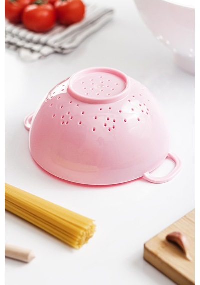 Akrilik Soft Pembe Mini Pirinç Süzgeçi & Bakliyat Süzgeçi 3 Su Bardağı Ölçülü Pembe