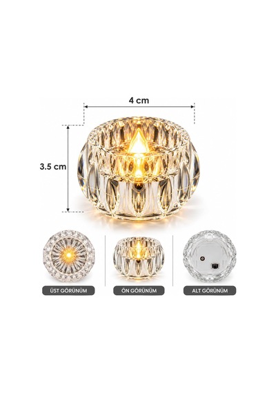 3 Adet Kristal İnci Mini Led Pilli Dekoratif Romantik Işık 3308
