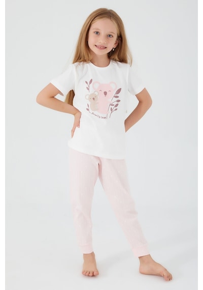 Rolypoly Teddy Bears Beyaz Kız Çocuk Kısa Kol Pijama Takım Beyaz
