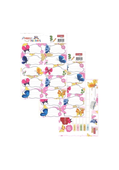 Okul Etiketi Kız Modeli 10 Lu 2 Yaprak Ders Programlı 1 Paket Defter Kitap Etiketi Desenli Renkli Etiket 001