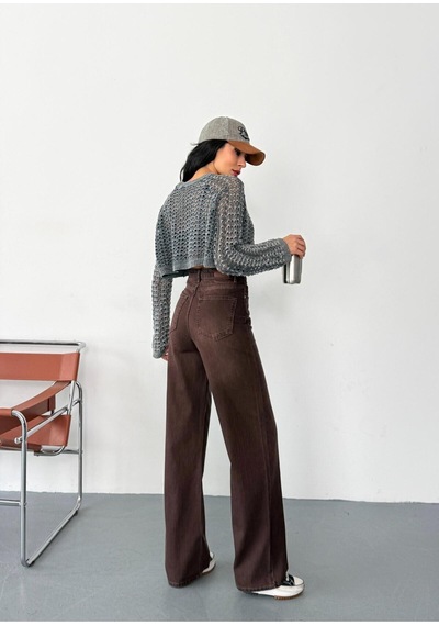 Kadın Kahverengi Taşlamalı Wide-leg Jean Yüksek Bel Geniş Paça Kot Pantolon Kahverengi+wide-leg Kadın Kahverengi Taşlamalı Wide-leg Jean Yüksek Bel Geniş Paça Kot Pantolon Kahverengi+wide-leg