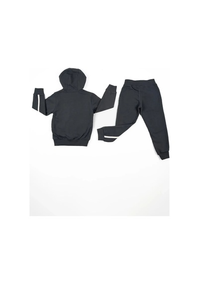 Adisia Unisex Bebek Gri Yeşil Beyaz Çizgili Kapüşonlu Mevsimlik Eşofman Takımı gri