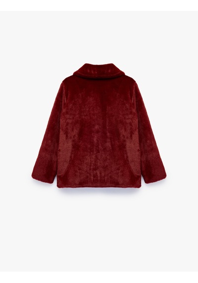 Koton Cepli Bebe Yaka Uzun Kollu Suni Kürk Kaban Bordo 7wkg00002ak