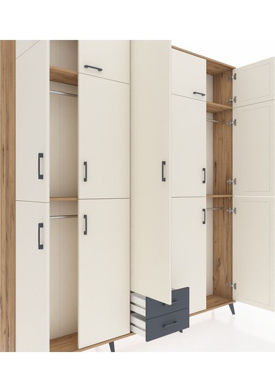 Arges Dolap 10 Raflı 2 Çekmeceli 4 Askılı 220x30x243 Çam-aytaşı/antrasit Aytası/antrasıt Arges Dolap 10 Raflı 2 Çekmeceli 4 Askılı 220x30x243 Çam-aytaşı/antrasit Aytası/antrasıt