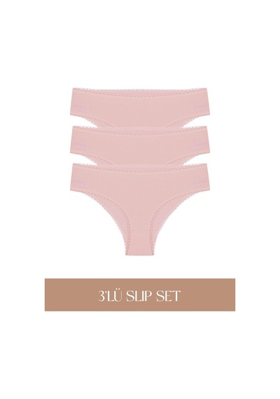 Cotvie Gül Kurusu Pamuklu Slip 3'lü Set Külot Gül Kurusu