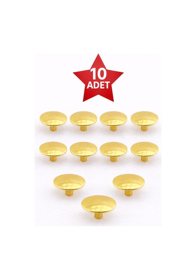 Mantar Metal Gold Altın Yuvarlak Düğme Mobilya Çekmece Düğme Kulp 10 Adet Altın Altın
