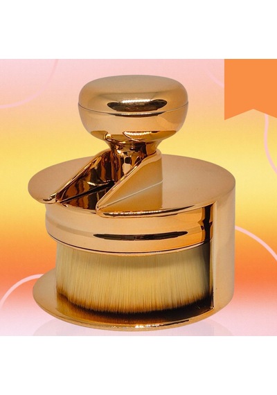 Lüks Touch Gold - Altın Renkli Metal Standlı Shine Brush Ergonomik Pudra Fırçası Makyajınızı Sanata Dönüştürün