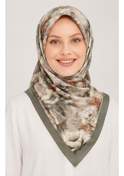 Miray Nevada Büyük Boy Organik Pamuk Eşarp - 120 X 120 - 06580 Çimen Yeşili