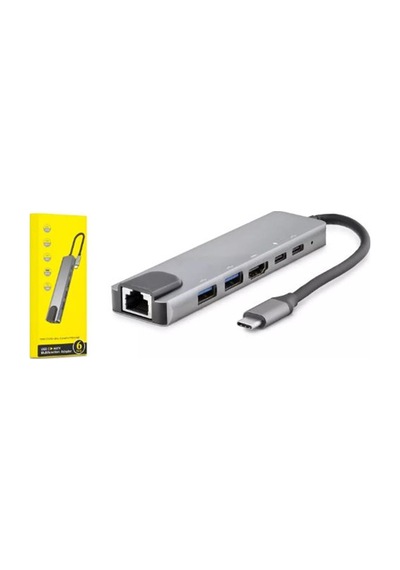 Hadron Hdx7791 Type-c Hdtv Combo Hdmı 4k 30hz + 2-type-c + 2-usb3.0 + Lan 6ın1 Gri