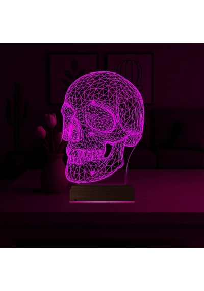 Luvivia Kuru Kafa İskelet 3d Lamba - Masa Gece Lambası V2 Şeffaf