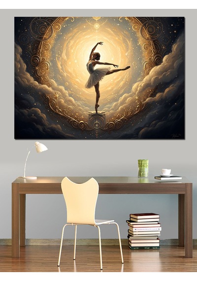 Ahşap Tablo Gökyüzünde Süzülen Modern Dansçı Kadın