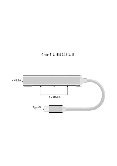 Hepu Type-c 3.1 To USB Hub 4 Port Metal Usb Çoğaltıcı Apple Uyumlu MacBook Uyu