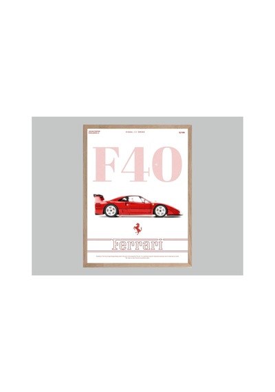 Ferrari F40 Ahşap Çerçeveli Tablo Çok Renkli - 864564008 Çok Renkli
