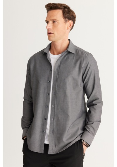 AC&Co / Altınyıldız Classics Erkek Sıyah Slim Fit Dar Kesim Klasik Yaka Armürlü Pamuklu Gömlek Siyah AC&Co / Altınyıldız Classics Erkek Sıyah Slim Fit Dar Kesim Klasik Yaka Armürlü Pamuklu Gömlek Siyah