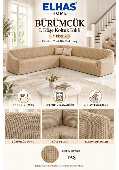 Bürümcük Eteksiz L Köşe Koltuk Örtüsü. 7 Kişilik Esnek, Köşe Koltuk Kılıfı. Toplam Uzunluk 550cm Taş - 796363643 Taş Bürümcük Eteksiz L Köşe Koltuk Örtüsü. 7 Kişilik Esnek, Köşe Koltuk Kılıfı. Toplam Uzunluk 550cm Taş - 796363643 Taş