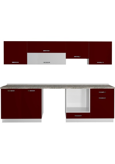 Decoraktiv Elite 280y Ank Mdf Hazır Mutfak Dolabı - Tezgah Dahil - Bordo