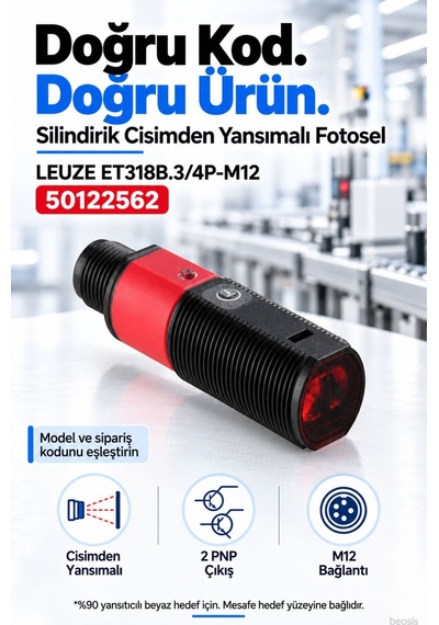 Leuze Et318b.3/4p-m12 Enerjik Cisimden Yansımalı Fotosel 50122562