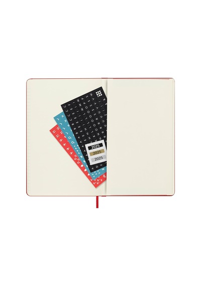 Günlük Planlayıcı, 12 Aylık Günlük Planlayıcı 2025, Sabit Kapak Ve Elastik Kilit, Renk Kızıl Kırmızı, Büyük Format 13 X 21 Cm Çok Renkli