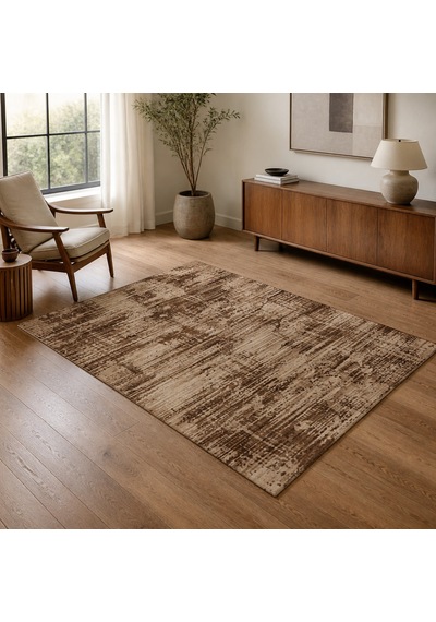 Kartela Halı Riva Halı Kaymaz Taban Makinede Yıkanabilir Halı Kahverengi - 100 X 150 Cm
