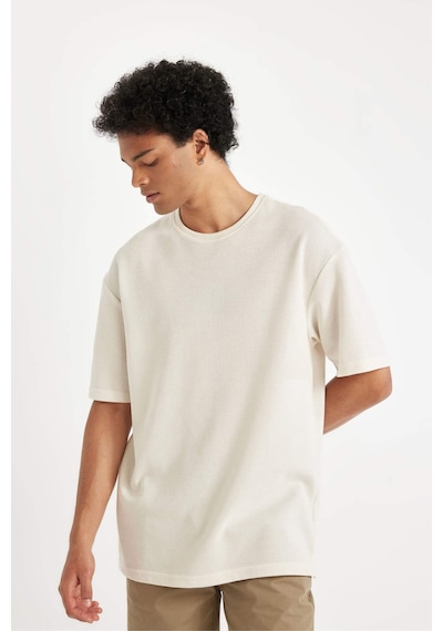 DeFacto Comfort Regular Fit Rahat Kesim Bisiklet Yaka Kısa Kollu Ağır Kumaş Basic Düz Tişört B4444AX24AUBG714