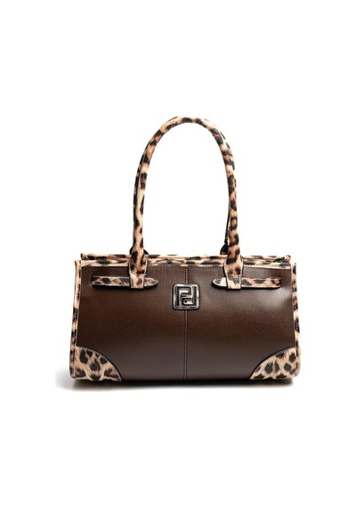 Silver Polo Sp1261 Kadın El Çantası Düz Kahve-leopar Taba