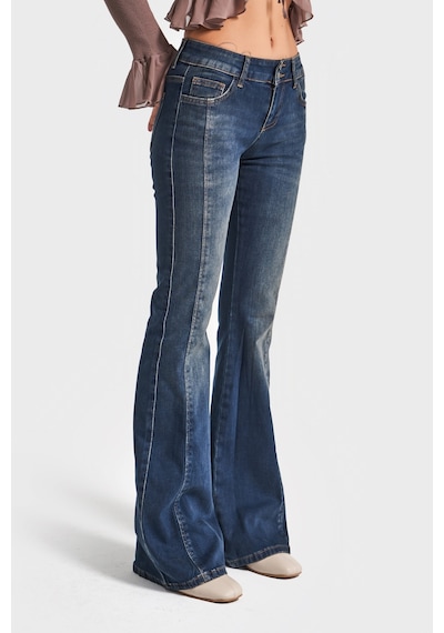 Itsbasic Kadın T.kot Rengi 2w5-8 Swl Mid Rise Flare Fit Süper Esnek Kumaş İspanyol Paça Denim Jean