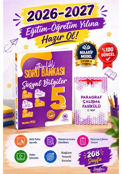 Çanta Yayınları 5. Sınıf Sosyal Bilgiler Etkinlikli Kazanım Sıralı Soru Bankası 2027 Maarif Model