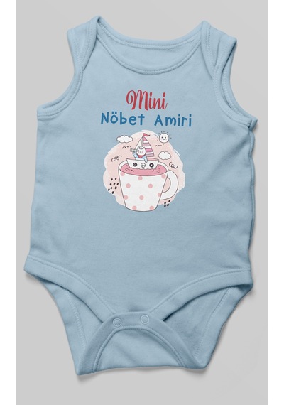 Mini Nöbet Amiri Baskılı Bebek Zıbını Çıtçıtlı Body %100 Pamuk Sıfır Kol Bebe Mavisi
