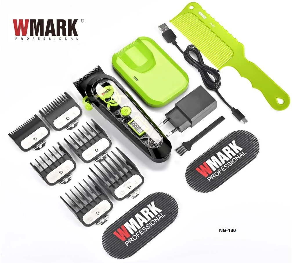 Wmark Ng-130 Siyah Yeşil Şarjlı Saç Kesme Makinesi Manyetik Kablosuz Şarj İstasyonu 3-4 Saat