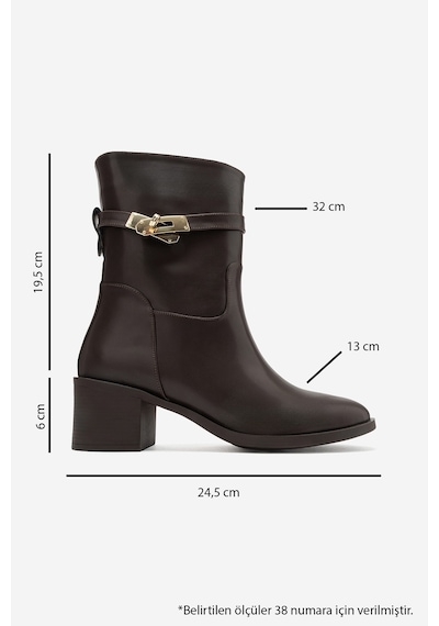Luvi Shoes Parker Kahverengi Cilt Tokalı Kalın Topuklu Kadın Bot