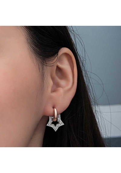Gumush Gümüş Sallantılı Yıldız Kadın Küpe Rose Gold