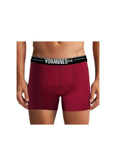 Yohannes Club, Erkek Özel Keseli Pamuklu Boxer, Renk Seçenekli, Tekli Paket Bordo