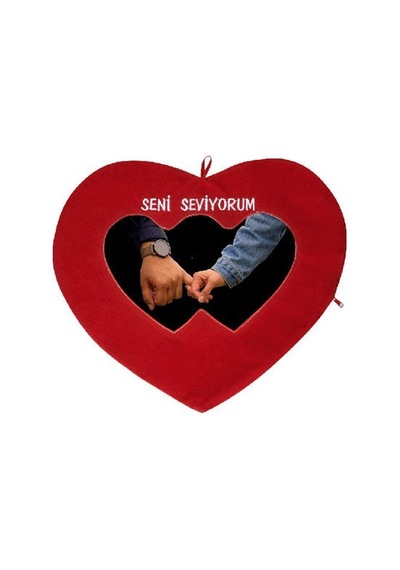 Sublimasyon Kalp Aşk Yastığı - Seni Seviyorum Beyaz