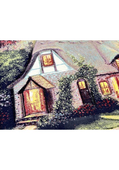Hobbit Evi Adlı İran Tebriz Halı Tablo 94x75cm - Duvar Halı Kilim Tablo