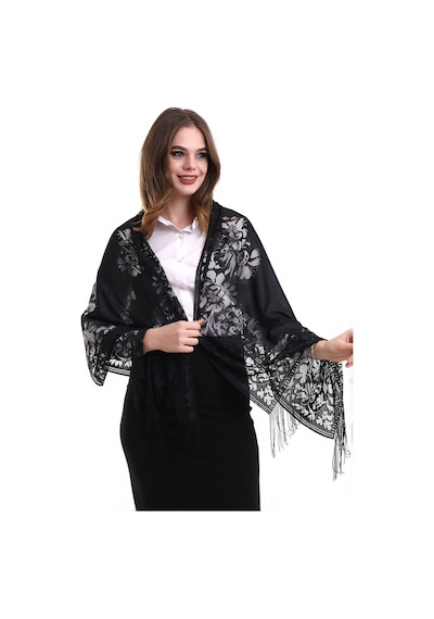 Narin Pamuk Tül Şal Siyah 60x160